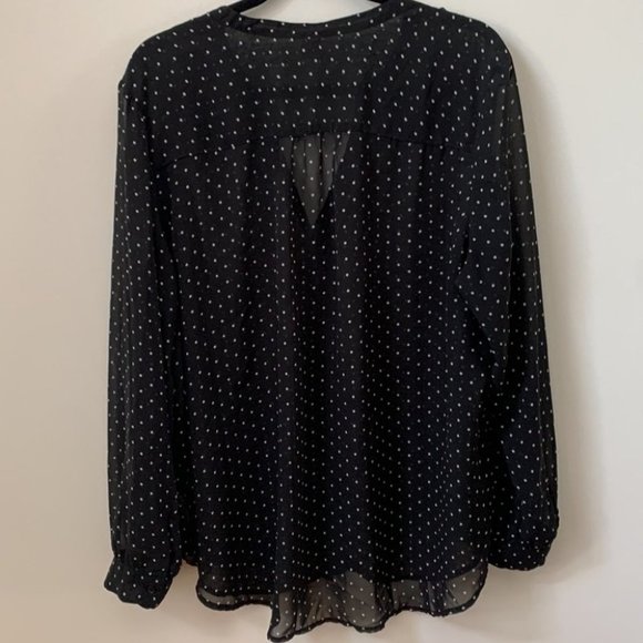 Old Navy Black Polka Dot Button Down Shirt - Picture 2 of 6